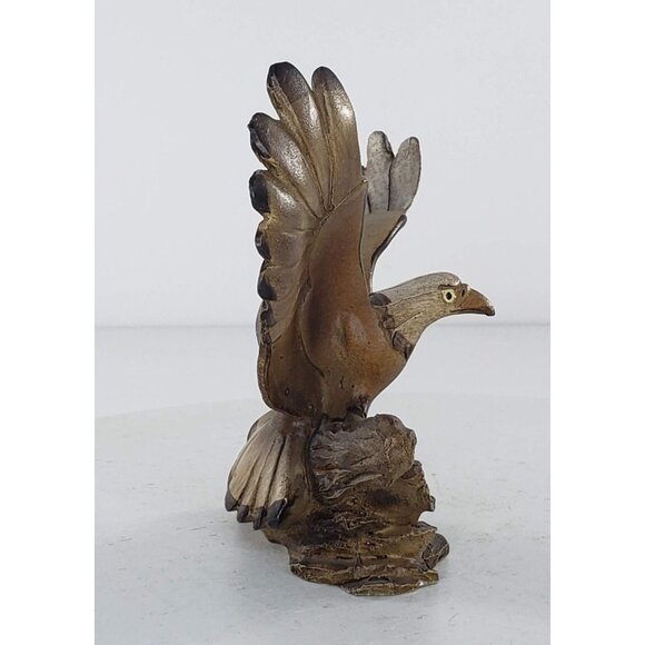 Hand Painted Bald Eagle Taking Off Figurine Faux Wood Resin Vintage Bird - Picture 7 of 8